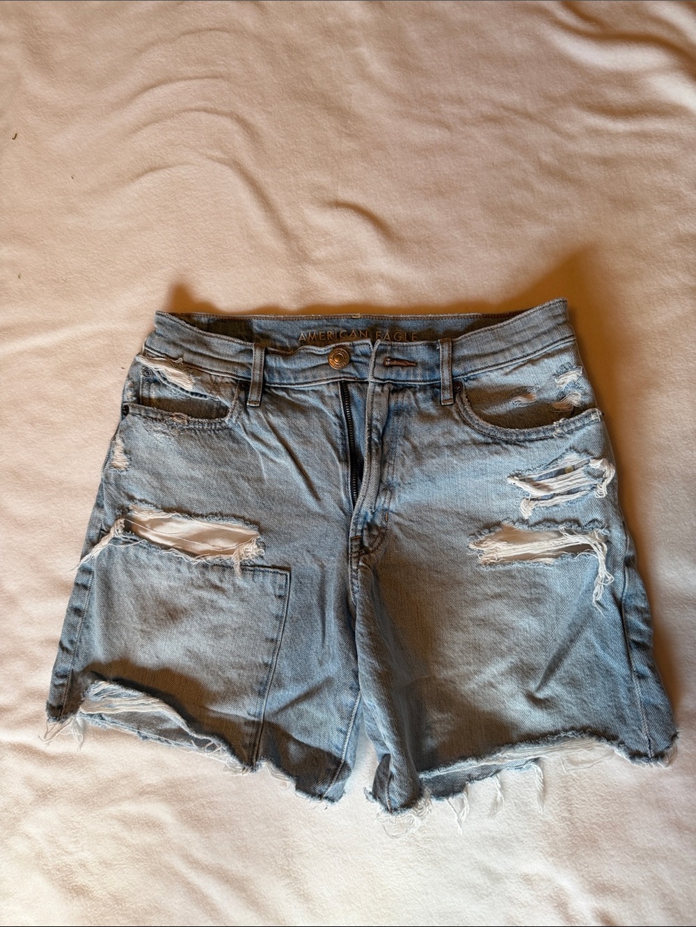 American Eagle Outfitters 90s boyfriend short Light Blue Distressed Denim
